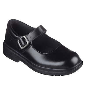 Skechers Girls Mary Jane Smooth Tracks Black School Shoe