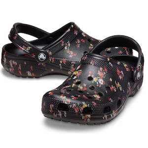 Shoe: Crocs - Classic Ditsy Floral Print Clog Black Adults