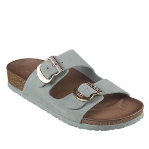 Skechers Womens Arch Fit Granola Slide Boho Chic Suede Upper Sage