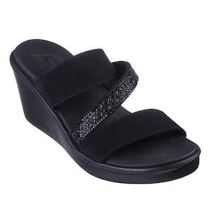 Shoe: Skechers Womens Wedge Sandal Rumble On - Social Glam Black