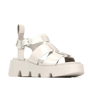 Shoe: EOS Womens Kailan Platform Chunky Leather Sandal Pebble