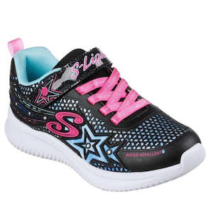 Skechers Girls Jumpsters Wishful Star Black Pink Light Up Trainer