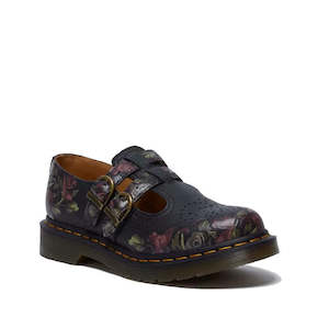 Shoe: Dr Martens 8065 Decayed Roses 2 Strap Mary Jane Shoe Black