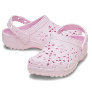 Crocs Kids - Toddlers ClassicFloral Cut Out Clog K Pink Milk Sandals