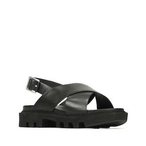 EOS Womens Flighty Chunky Look  Leather Sandal Black