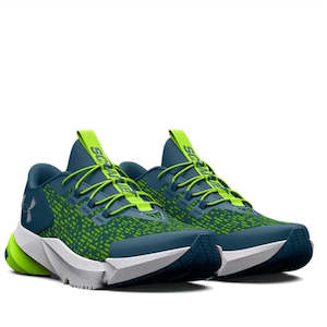 Shoe: Under Armour Kids UA BPS Scramjet 5 AL Blue Green Bunge Lace