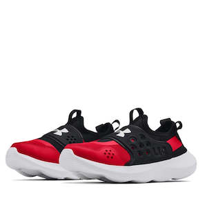 Shoe: Under Armour BGS Runplay Slip On Trainer Black/Red Youths