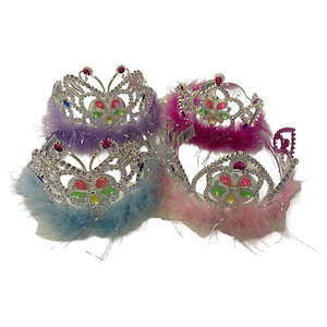 Girls: Plastic Tiara with Fur & Rhinstone