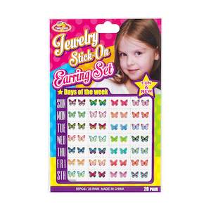 Girls: Stick on Earrings Butterflies 28pr