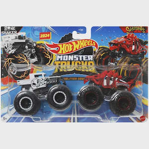 Hot Wheels toy vehicle - Monster Trucks 1:64 Demo Doubles 2-Pk Asst - Bone Shaker