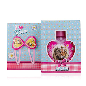 Bath: I LOVE HORSES Bubble Bath 80ml with Hair Clips