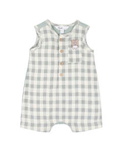 Clothing Nb To 10 Years: Bebe | Chester Embroidered Check Romper