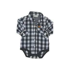 Love Henry: Love Henry | Dress Shirt Romper - Large Navy Check