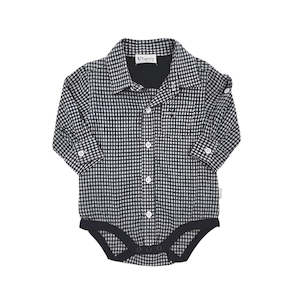 Love Henry | Baby Boys Dress Shirt Romper - Gingham