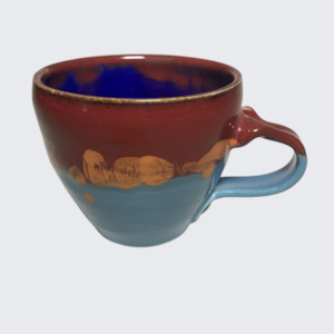 Home & Garden: Tea Mugs in Red and Blue glaze