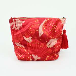 Velvet Cosmetic Bag - Bright Pohutukawa