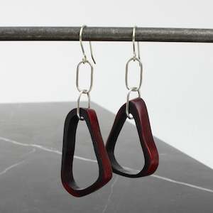 Red triangle antler links earrings