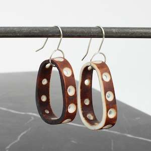 Brown oval antler holey earrings