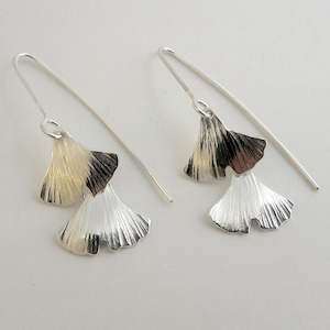 Two layered ginkgo leaf earrings