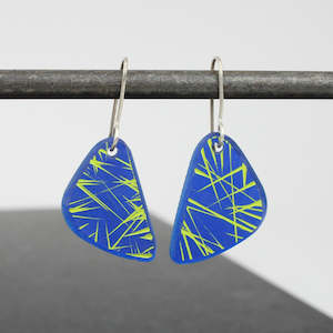 Blue/Lime Drop earrings