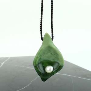 Sea Shell Pearl Greenstone Pendant