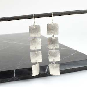 Ladder earrings 3 squares - silver