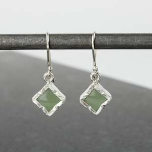 Pounamu earrings - square silver