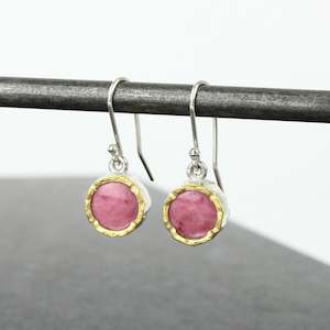 Rhodinite earrings - round gold