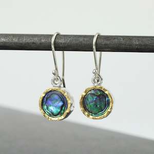 Paua earrings - round gold