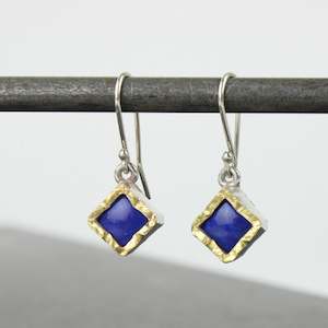 Lapis earrings - square gold