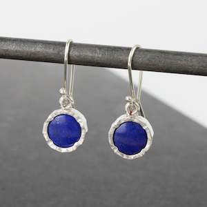 Lapis earrings - round silver