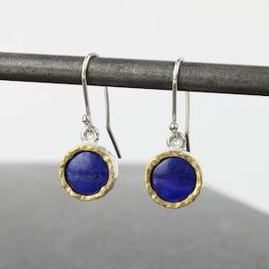 Lapis earrings - round gold