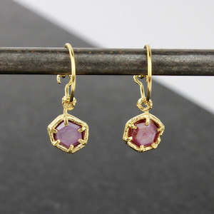 Pink Sapphire Hoops