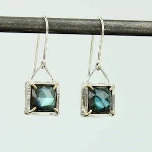 Labradorite Square Earrings