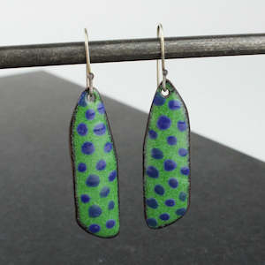 Blue green dot earrings