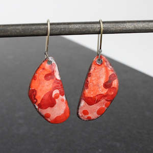 Red orange liquid earrings II