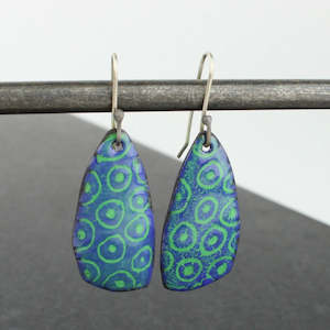 Blue green scribe earrings