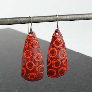 Red orange scribe earrings