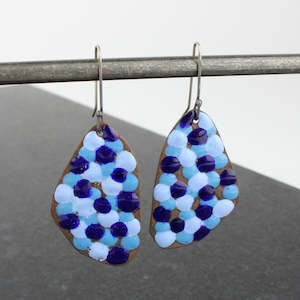 Large blues dot earrings