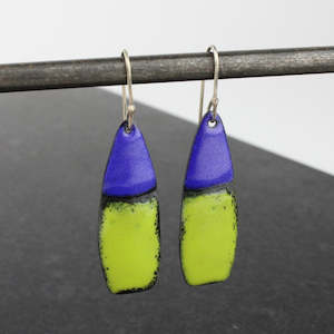 Lime blue half & half earrings