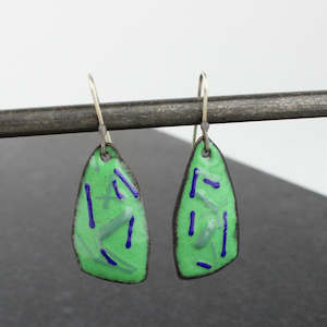 Green random stripe earrings