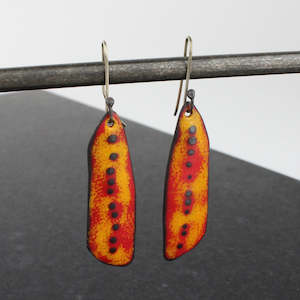 Orange red centre dot earrings