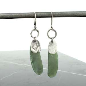 Silver Greenstone Drop Earrings