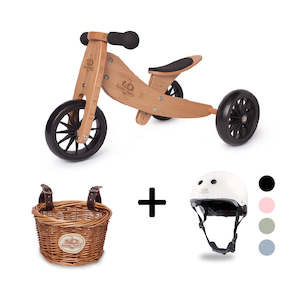 TINY TOT Bamboo Trike/Balance Bike, Helmet & Basket