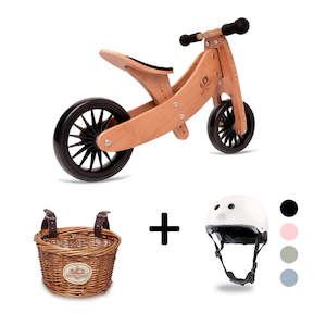 TINY TOT PLUS Bamboo Trike/Balance Bike, Helmet & Basket