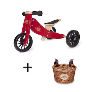 Balance Bike: TINY TOT Cherry Red Trike/Balance Bike & Basket