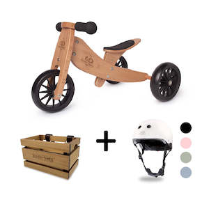 TINY TOT Bamboo Trike/Balance Bike, Helmet & Crate