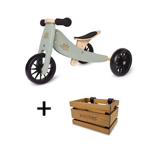 TINY TOT Sage Trike/Balance Bike & Wooden Crate