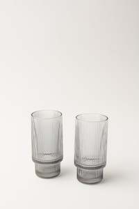 Ribbed Glassware Charcoal - Tall