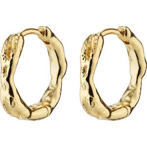 Footwear: Eddy Recycled Organic Shaped Gold Plated small hoops